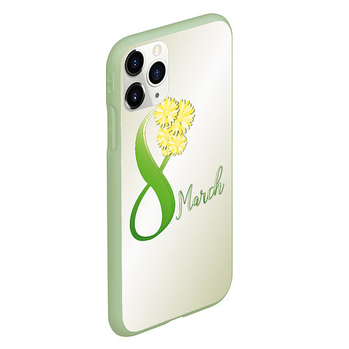 Чехол iPhone 11 Pro матовый Восьмерка в ромашках / 3D-Салатовый – фото 2