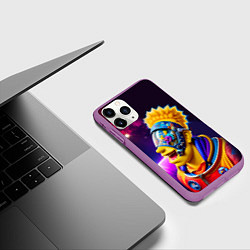 Чехол iPhone 11 Pro матовый Bart Simpson in space - neural network, цвет: 3D-фиолетовый — фото 2
