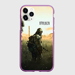 Чехол iPhone 11 Pro матовый STALKER Одиночка утром на ЧАЭС, цвет: 3D-фиолетовый
