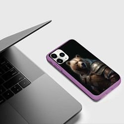 Чехол iPhone 11 Pro матовый Медведь в доспехах, цвет: 3D-фиолетовый — фото 2