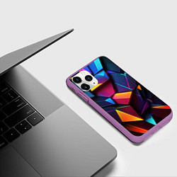 Чехол iPhone 11 Pro матовый Неоновые абстрактные плиты, цвет: 3D-фиолетовый — фото 2