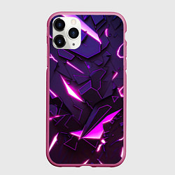 Чехол iPhone 11 Pro матовый Неоновые абстрактные электрические плиты, цвет: 3D-малиновый