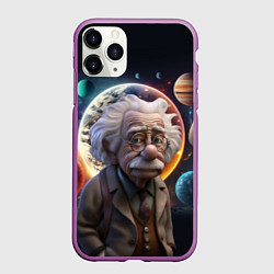 Чехол iPhone 11 Pro матовый Альберт Эйнштейн и его теория, цвет: 3D-фиолетовый