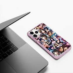 Чехол iPhone 11 Pro матовый Коллаж из портретов девушек: арт нейросети, цвет: 3D-розовый — фото 2