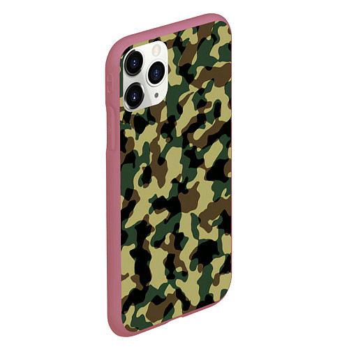 Чехол iPhone 11 Pro матовый Военный камуфляж / 3D-Малиновый – фото 2