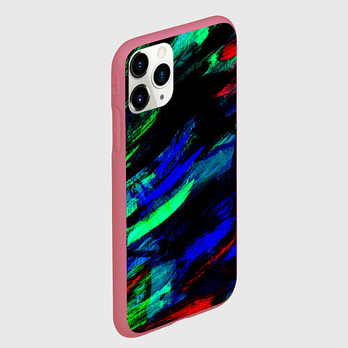 Чехол iPhone 11 Pro матовый Мазки кистью / 3D-Малиновый – фото 2