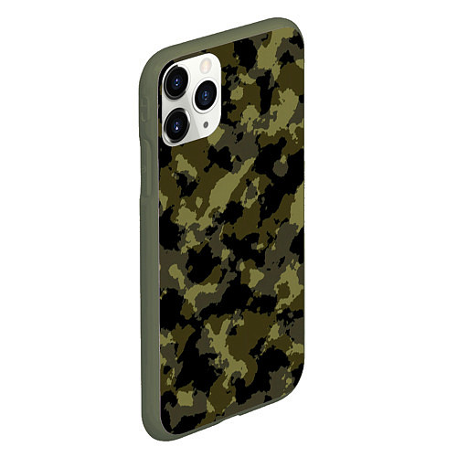 Чехол iPhone 11 Pro матовый Тропический камуфляж / 3D-Темно-зеленый – фото 2
