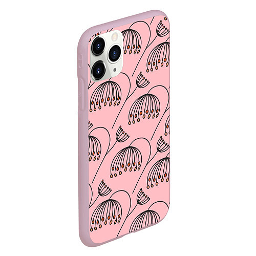 Чехол iPhone 11 Pro матовый Цветы в стиле бохо на пудрово-розовом фоне / 3D-Розовый – фото 2
