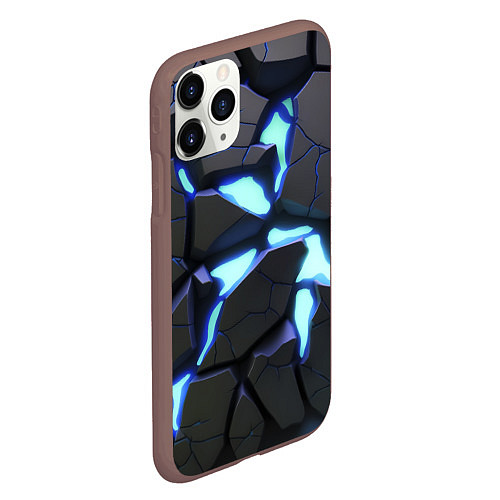 Чехол iPhone 11 Pro матовый Голубая светящаяся неоновая лава / 3D-Коричневый – фото 2