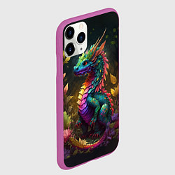 Чехол iPhone 11 Pro матовый Разноцветный дракончик в лесу, цвет: 3D-фиолетовый — фото 2