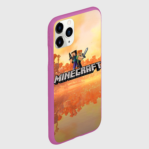 Чехол iPhone 11 Pro матовый Стив Майнкрафт Minecraft / 3D-Фиолетовый – фото 2