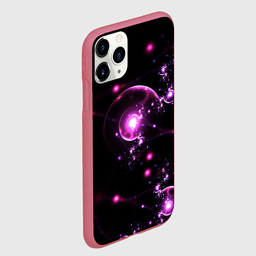 Чехол iPhone 11 Pro матовый Midjourney нейроны в космосе / 3D-Малиновый – фото 2