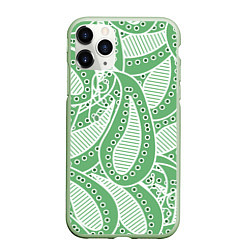 Чехол iPhone 11 Pro матовый Абстракция восточный огурец, цвет: 3D-салатовый