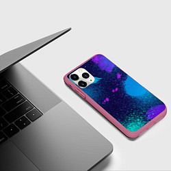 Чехол iPhone 11 Pro матовый Брызги краски, цвет: 3D-малиновый — фото 2