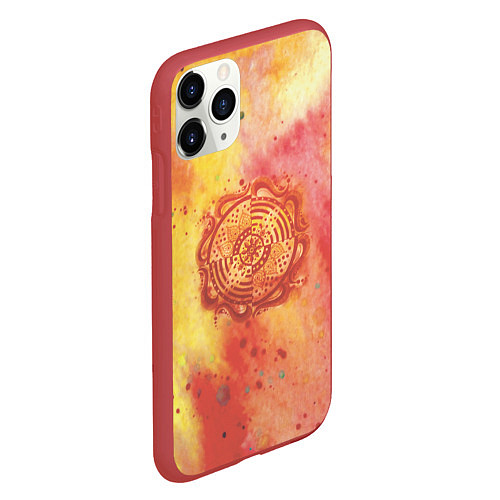 Чехол iPhone 11 Pro матовый Мандала силы, красная, огонь / 3D-Красный – фото 2