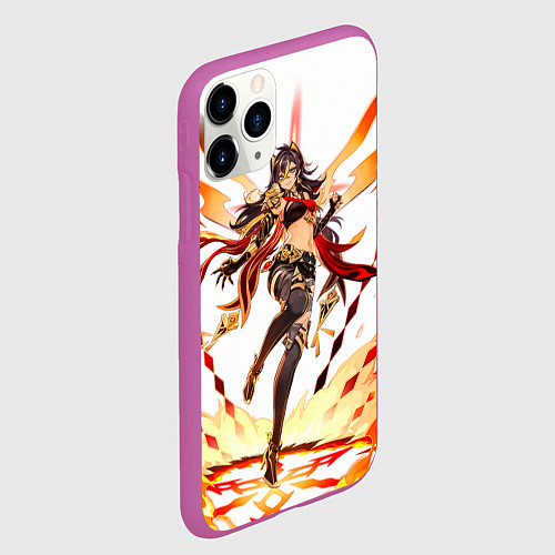Чехол iPhone 11 Pro матовый Дэхья Геншин импакт / 3D-Фиолетовый – фото 2