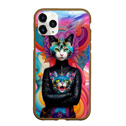 Чехол iPhone 11 Pro матовый Молодая модница - нейросеть, цвет: 3D-коричневый