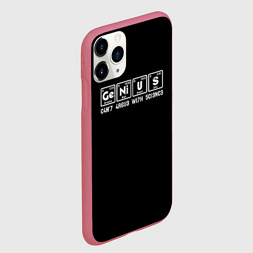 Чехол iPhone 11 Pro матовый Гений, с наукой не поспоришь / 3D-Малиновый – фото 2