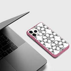 Чехол iPhone 11 Pro матовый Линии, круговой орнамент, цвет: 3D-малиновый — фото 2