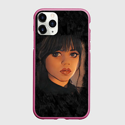 Чехол iPhone 11 Pro матовый Портрет Уэнздей Аддамс, цвет: 3D-малиновый