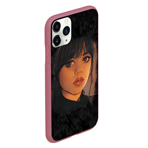 Чехол iPhone 11 Pro матовый Портрет Уэнздей Аддамс / 3D-Малиновый – фото 2