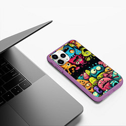 Чехол iPhone 11 Pro матовый Монстры перевертыши, цвет: 3D-фиолетовый — фото 2