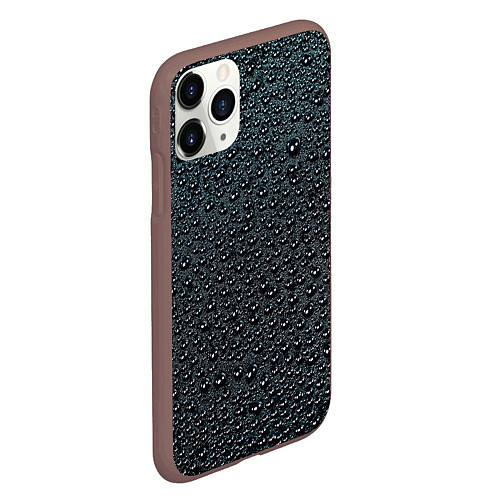 Чехол iPhone 11 Pro матовый Блестящие мокрые капли на темном чёрном фоне / 3D-Коричневый – фото 2