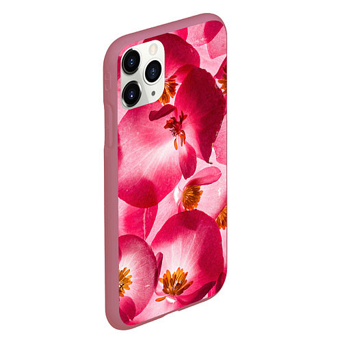 Чехол iPhone 11 Pro матовый Цветы бегония текстура / 3D-Малиновый – фото 2