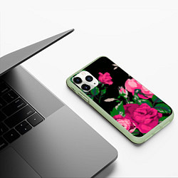 Чехол iPhone 11 Pro матовый Шипы и розы, цвет: 3D-салатовый — фото 2