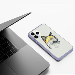 Чехол iPhone 11 Pro матовый Стилизованная кошка в геометрическом стиле, цвет: 3D-светло-сиреневый — фото 2
