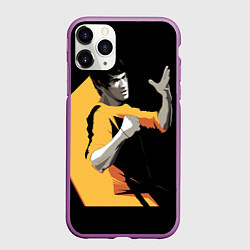 Чехол iPhone 11 Pro матовый Брюс Ли арт, цвет: 3D-фиолетовый