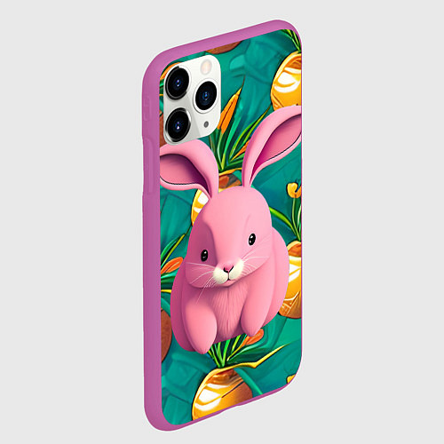 Чехол iPhone 11 Pro матовый Pink rabbit / 3D-Фиолетовый – фото 2