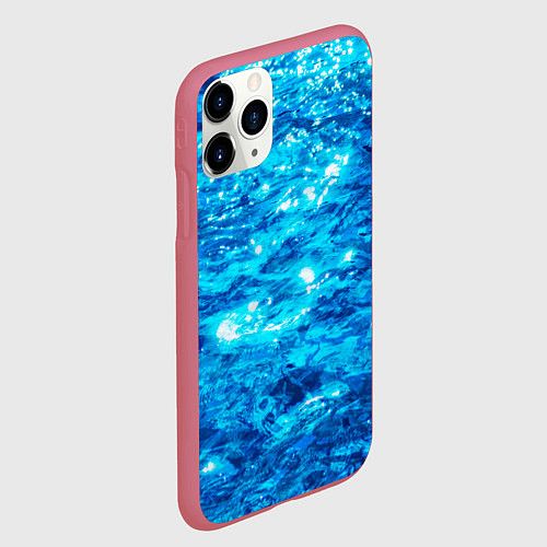 Чехол iPhone 11 Pro матовый Текстура воды / 3D-Малиновый – фото 2