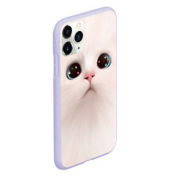 Чехол iPhone 11 Pro матовый Милый кот с большими глазами, цвет: 3D-светло-сиреневый — фото 2