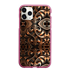 Чехол iPhone 11 Pro матовый Золотой узор - паттерн, цвет: 3D-малиновый