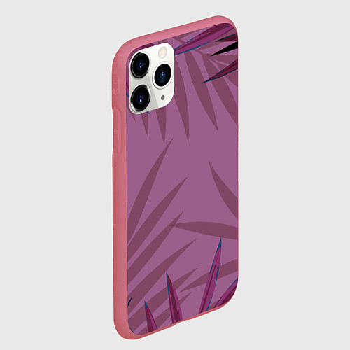 Чехол iPhone 11 Pro матовый Розовая пальма / 3D-Малиновый – фото 2