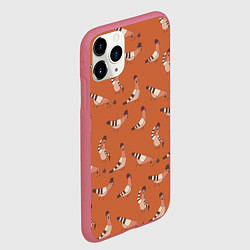 Чехол iPhone 11 Pro матовый Голубь в шляпе - паттерн, цвет: 3D-малиновый — фото 2