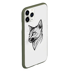 Чехол iPhone 11 Pro матовый Арт белая кошка, цвет: 3D-темно-зеленый — фото 2