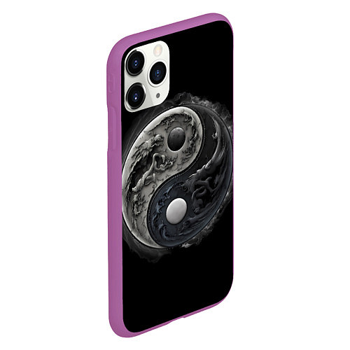 Чехол iPhone 11 Pro матовый Абстракция инь-янь / 3D-Фиолетовый – фото 2