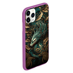 Чехол iPhone 11 Pro матовый Изумрудный Дракон Irezumi, цвет: 3D-фиолетовый — фото 2