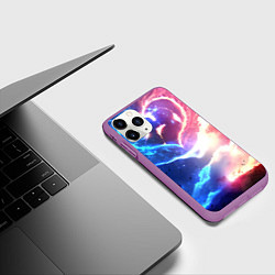 Чехол iPhone 11 Pro матовый Сердце и любовная пара, цвет: 3D-фиолетовый — фото 2
