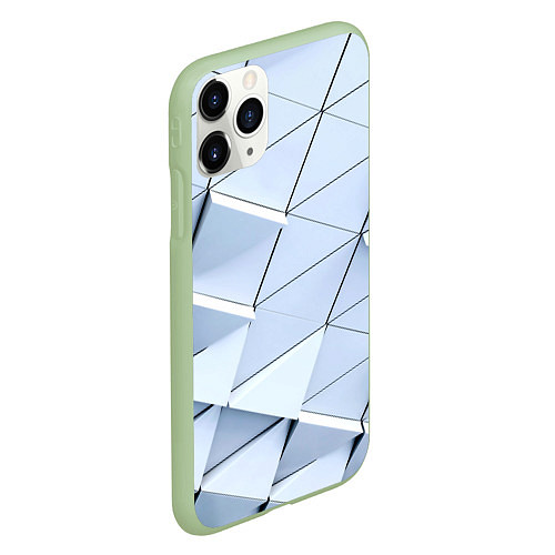 Чехол iPhone 11 Pro матовый Metalic triangle stiil / 3D-Салатовый – фото 2