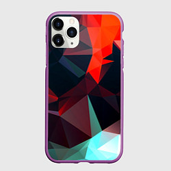 Чехол iPhone 11 Pro матовый Абстрактное стекло осколки, цвет: 3D-фиолетовый