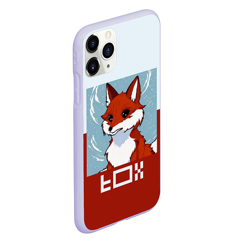 Чехол iPhone 11 Pro матовый Пиксельная лиса с надписью fox / 3D-Светло-сиреневый – фото 2