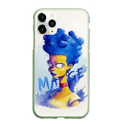 Чехол iPhone 11 Pro матовый Акварельная Мардж Симпсон, цвет: 3D-салатовый