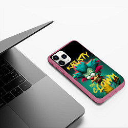 Чехол iPhone 11 Pro матовый Клоун Красти из Симпсонов, цвет: 3D-малиновый — фото 2