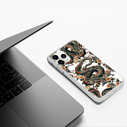 Чехол iPhone 11 Pro матовый Тату японский дракон, цвет: 3D-белый — фото 2