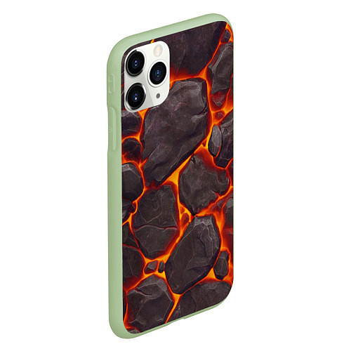 Чехол iPhone 11 Pro матовый Каменная лава / 3D-Салатовый – фото 2