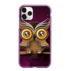 Чехол iPhone 11 Pro матовый Сова на фиолетовом фоне, цвет: 3D-фиолетовый