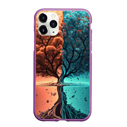 Чехол iPhone 11 Pro матовый Таинственное дерево в озере, цвет: 3D-фиолетовый